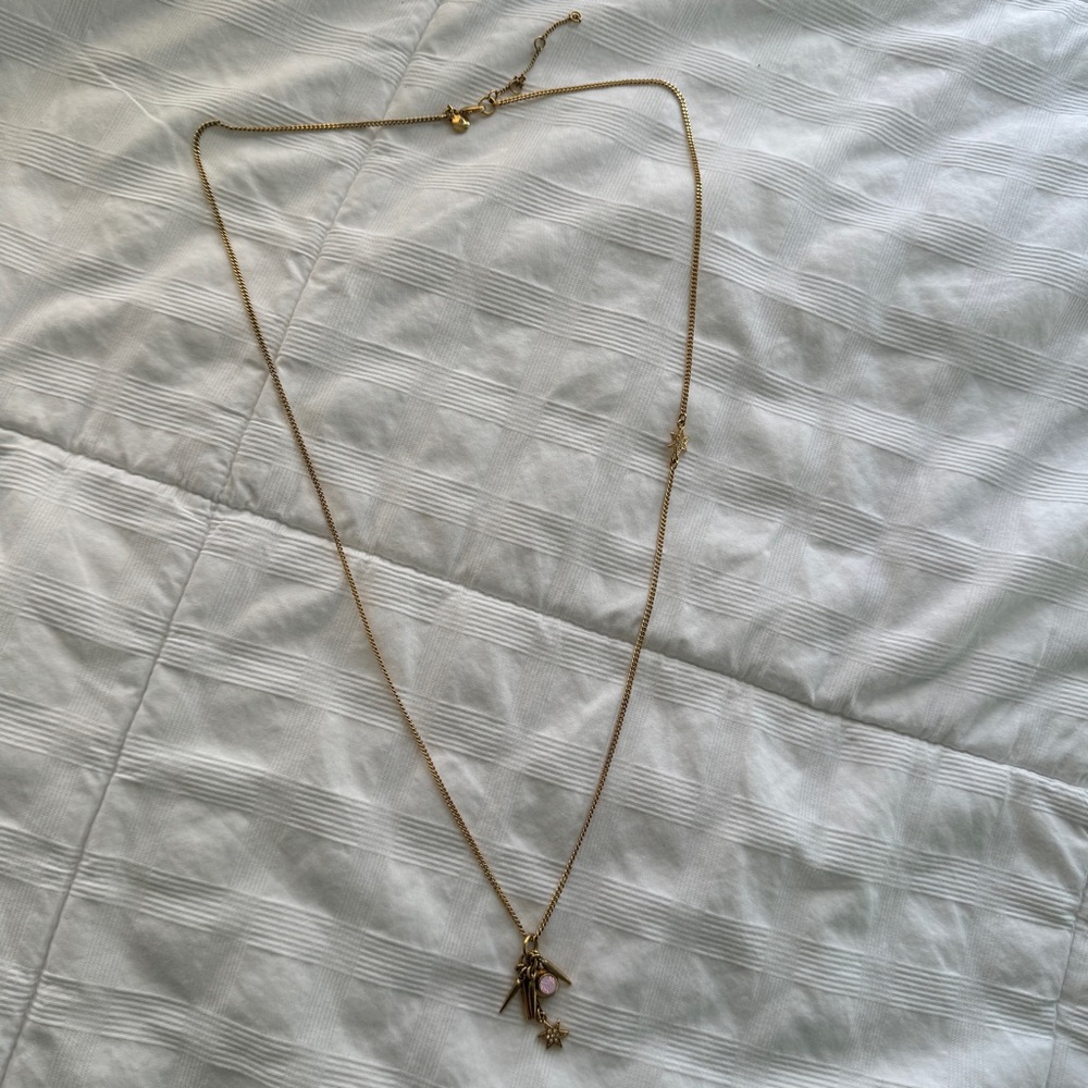 Gold Charm Necklace with Star and Gem Accents - Picture 4 of 5